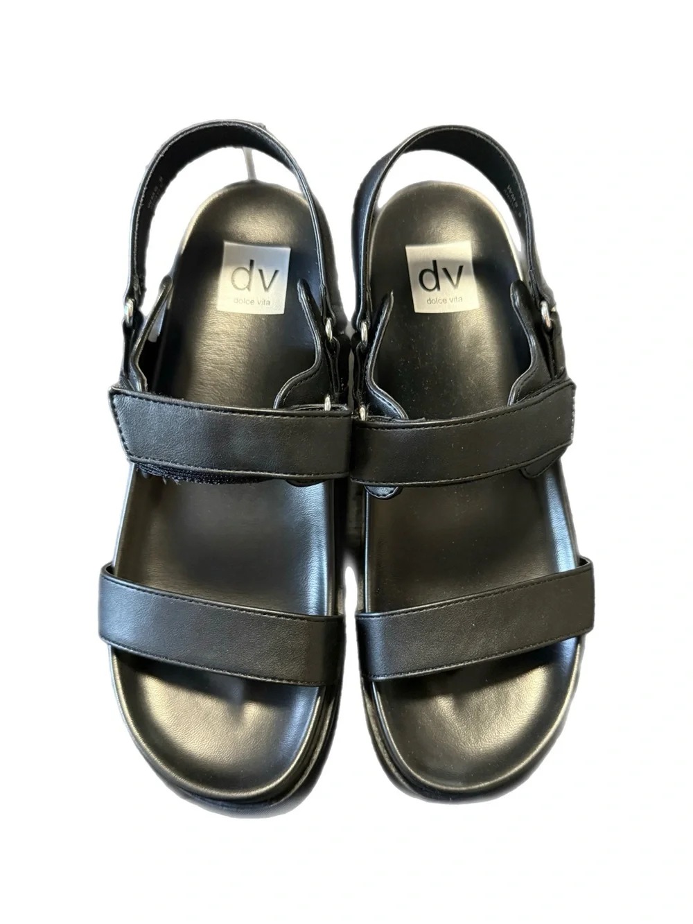 DV by Dolce Vita Women’s  Black Double-Strap Hook-and-Loop Sandals NIB Size 9